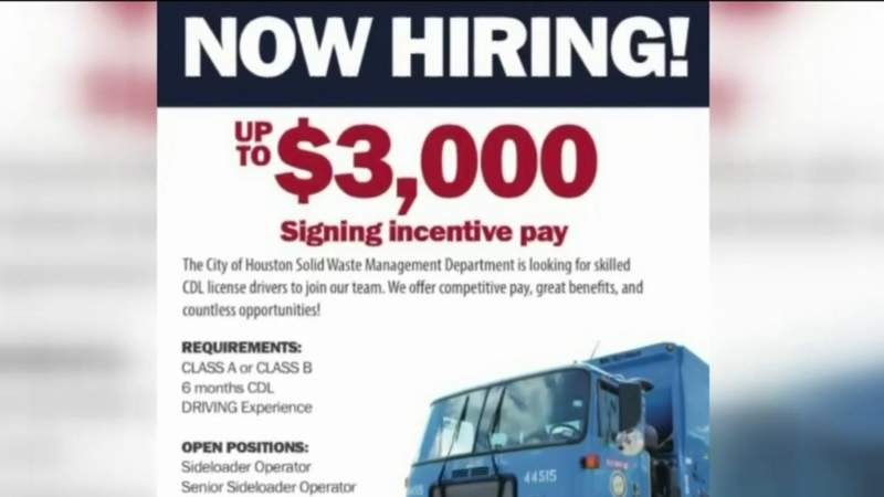 Houston-area employers offering sign-on bonuses to fill jobs