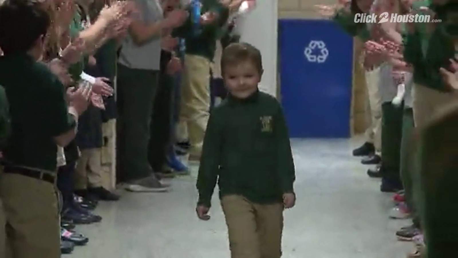 School celebrates 6-year-old boy’s final chemo treatment with big surprise