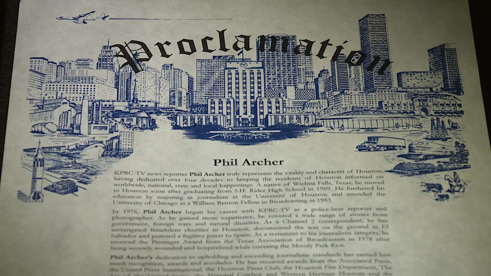 Phil Archer Day declared in Houston