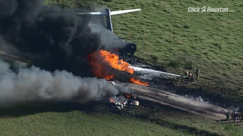 PHOTOS, VIDEO: Sky 2 aerials over Brookshire plane crash