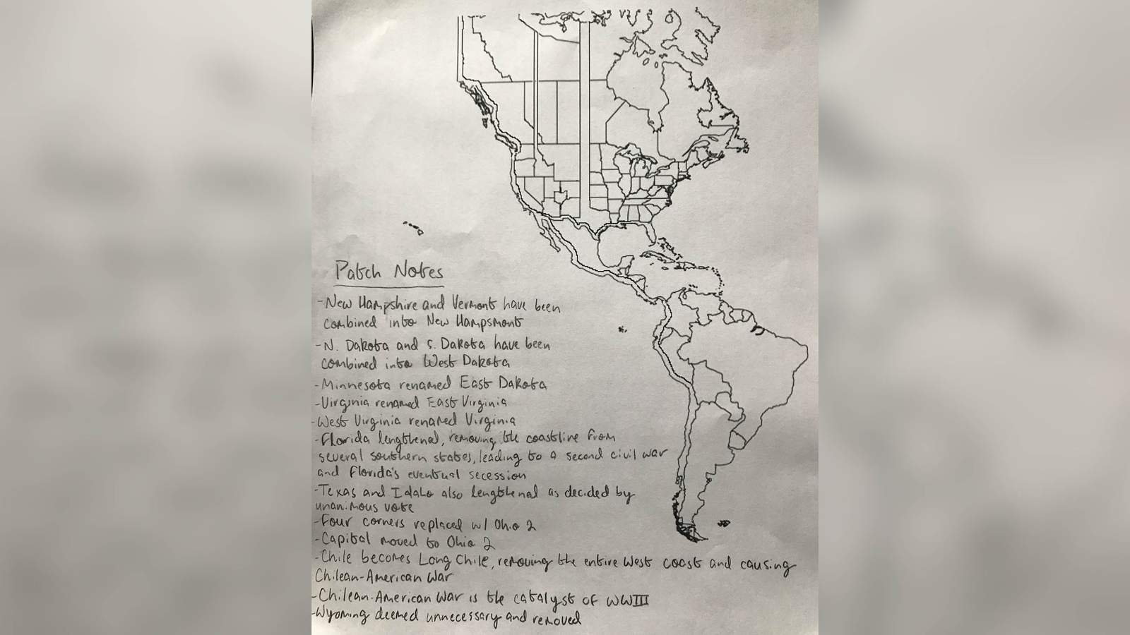 A High School Student Redrew A Map Of The Us To Feature Ohio 2