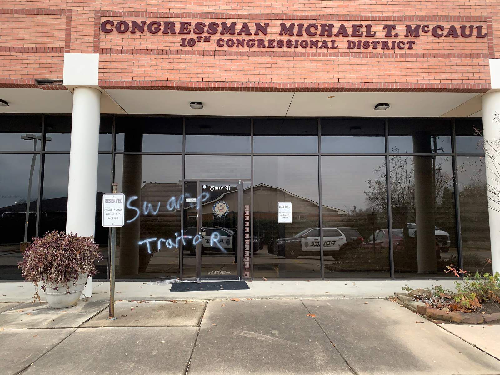 Congressman Michael McCaul’s district office in Tomball vandalized