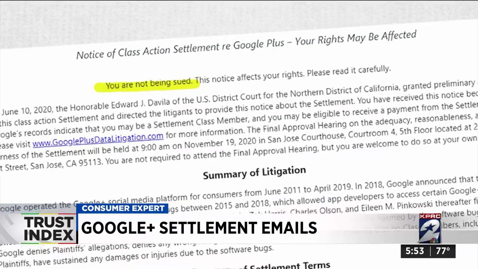 Trust Index: Is the Google Plus settlement email a scam?