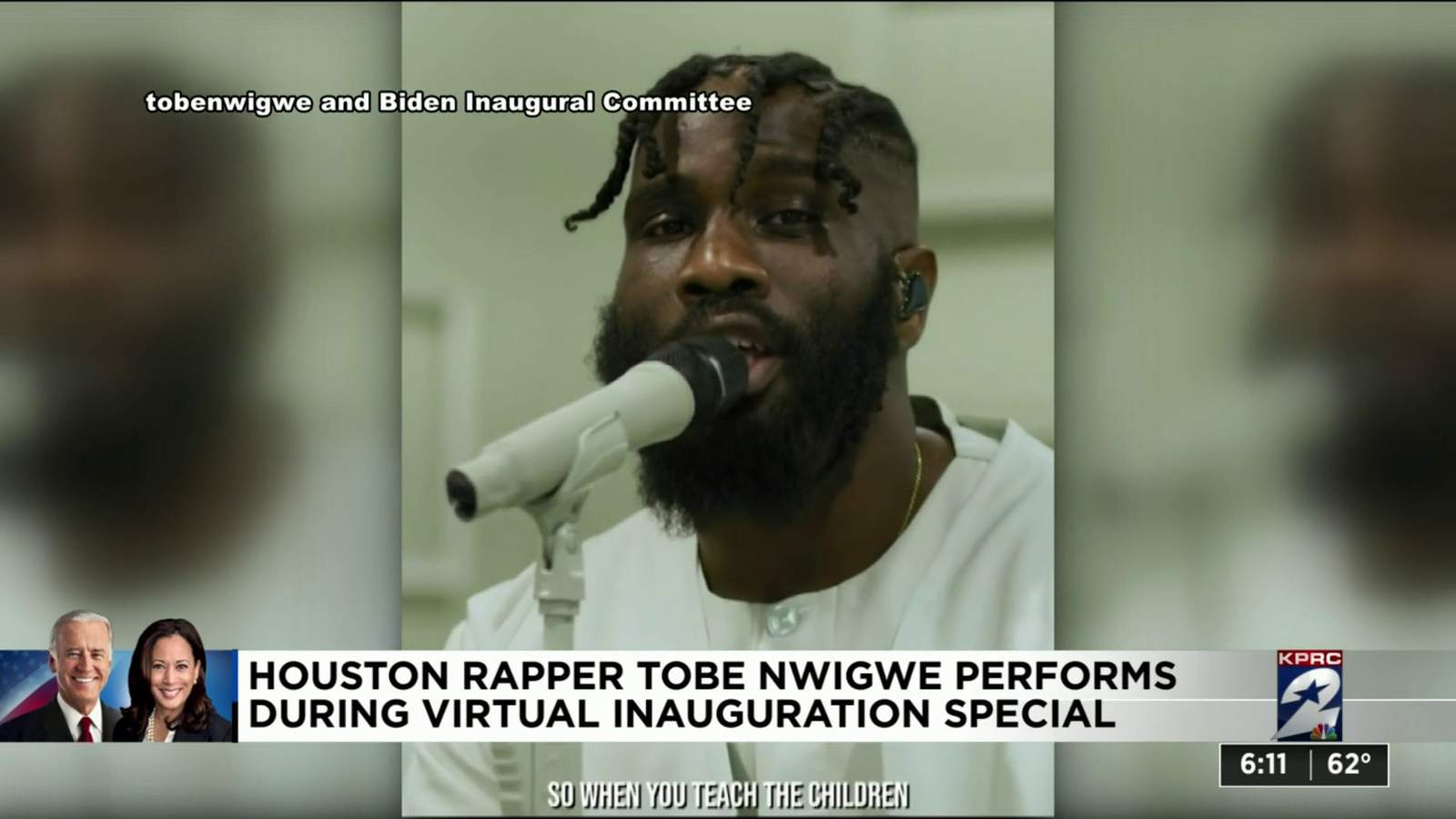 Houston rapper Tobe Nwigue performs during Inauguration special “Celebrating America”