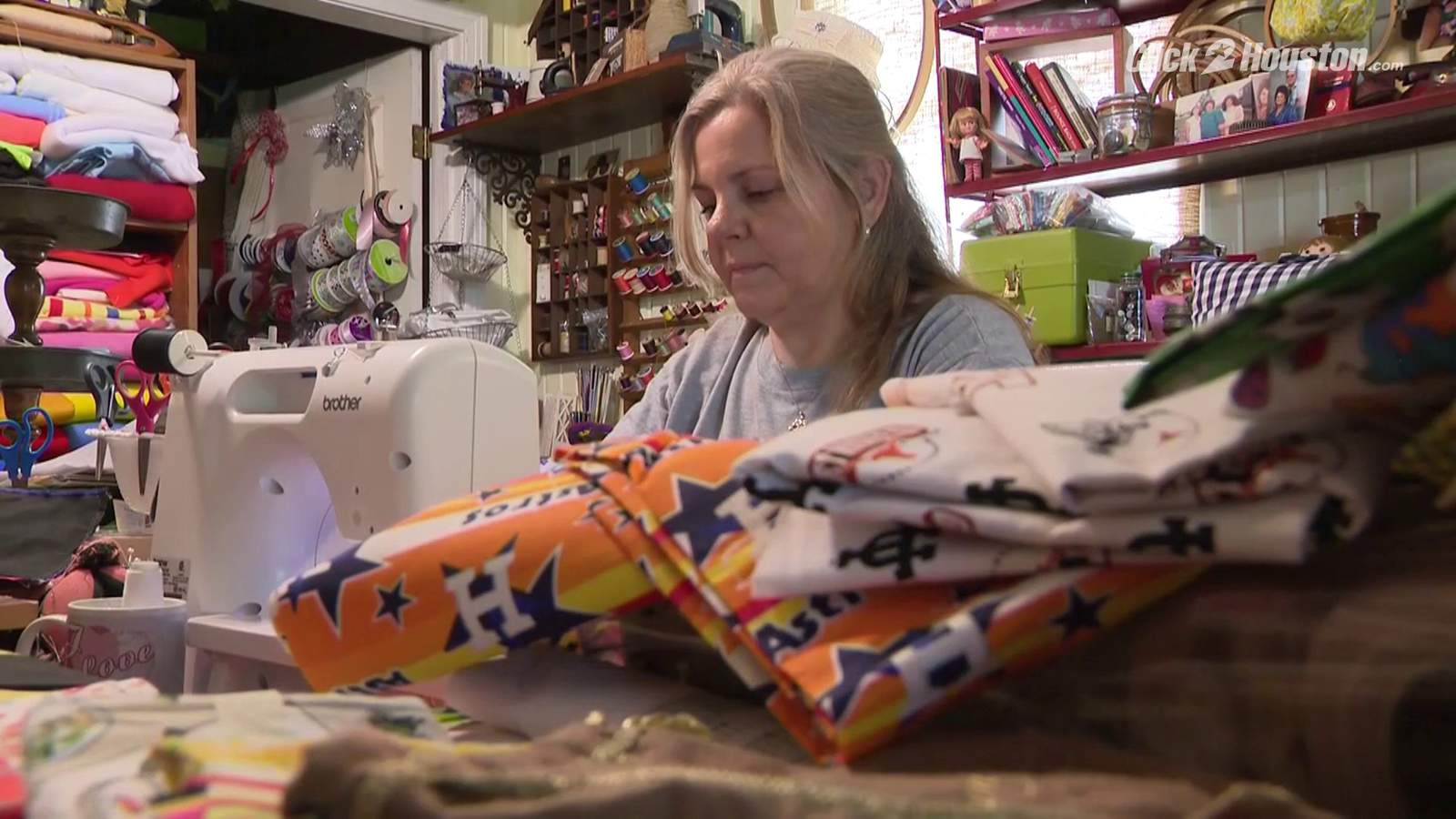 Houston woman making custom face masks from bulk fabric she has accumulated over the years