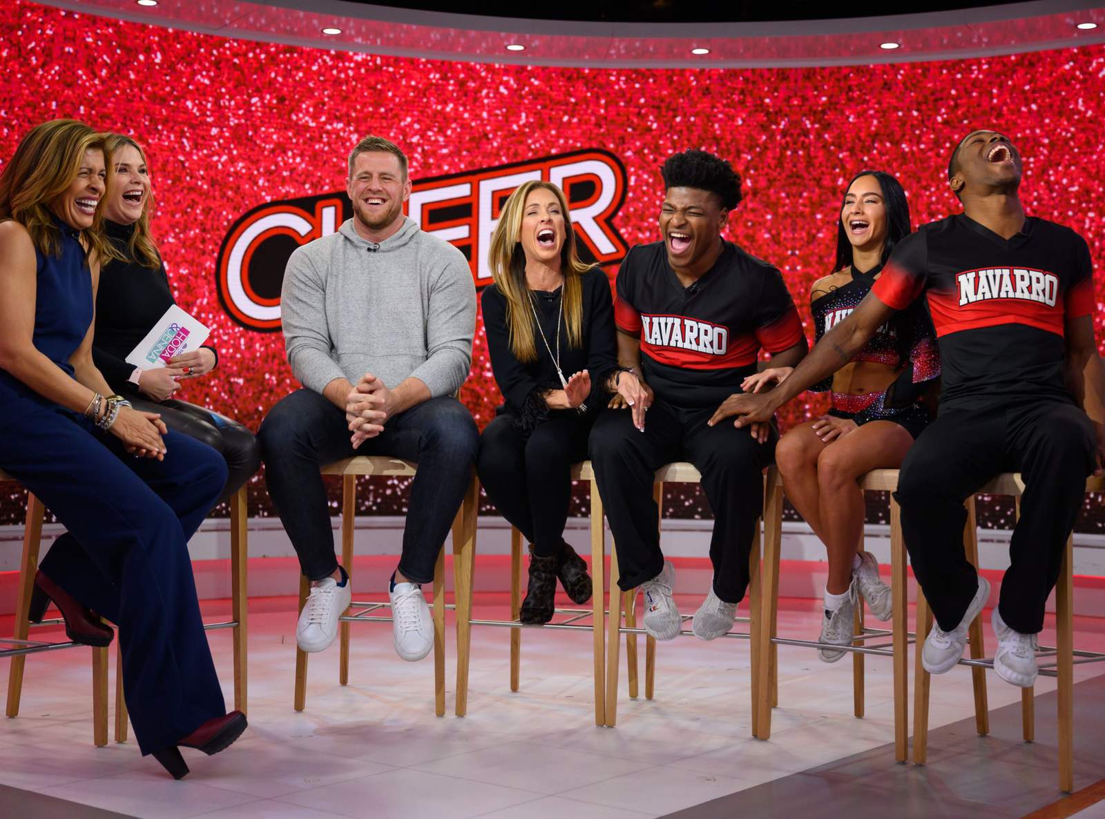 JJ Watt surprises members of the Navarro Cheer team on the ‘Today Show.’ Here’s how they reacted.
