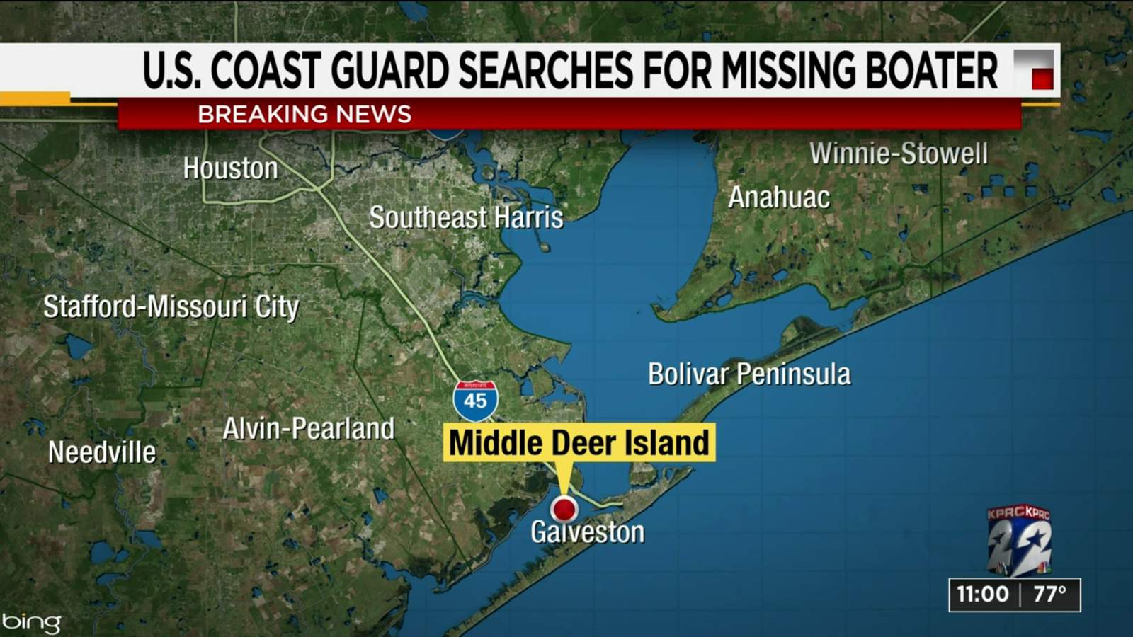 U.S. Coast Guard searches for missing boater near Galveston