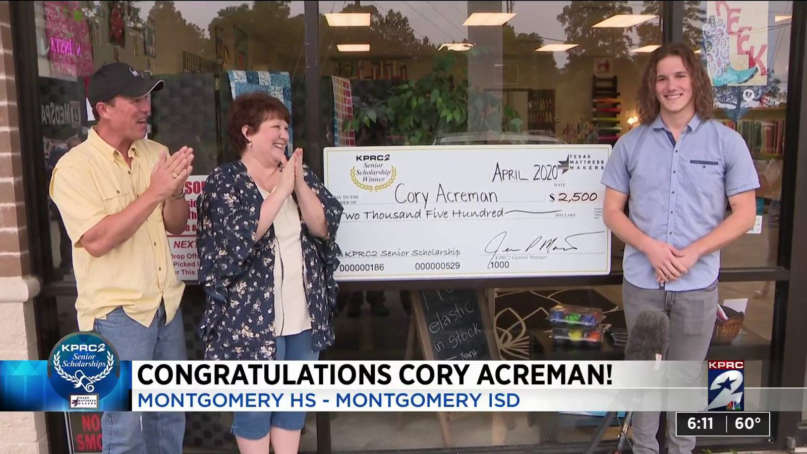 KPRC 2 Senior Scholarship: Meet Cory Acreman, a senior who helped his mother make quilts for a good cause