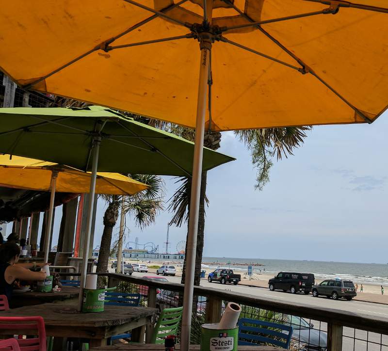 This Galveston beachfront restaurant offers a family-friendly
