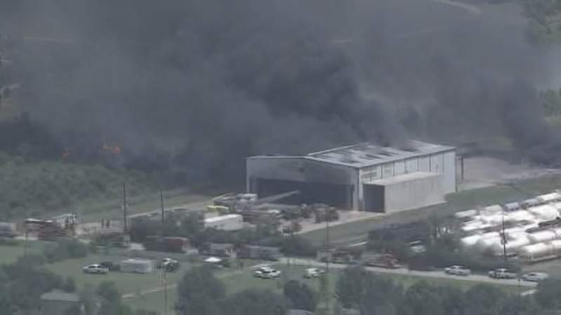PHOTOS: Multiple agencies working to extinguish large fire at Hockley facility