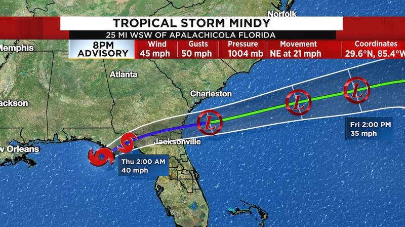 Tropical Storm Mindy makes landfall on Florida Panhandle