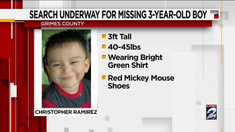 Search continues for 3-year-old boy who went missing while playing with dog outside Grimes County home, sheriff says
