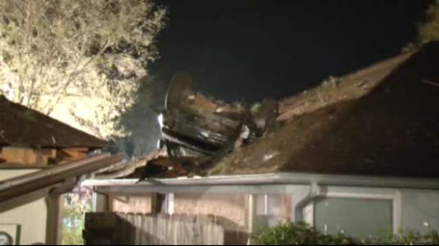Driver Flips Car Into House Lands On Neighbor S Roof