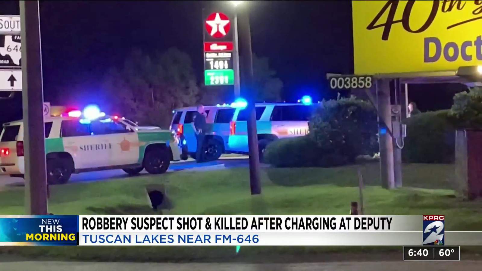 Robbery suspect shot, killed after charging at deputy in League City, authorities say
