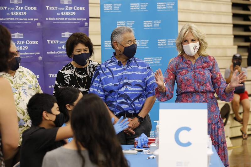 Jill Biden calls on unvaccinated in Hawaii to get shots