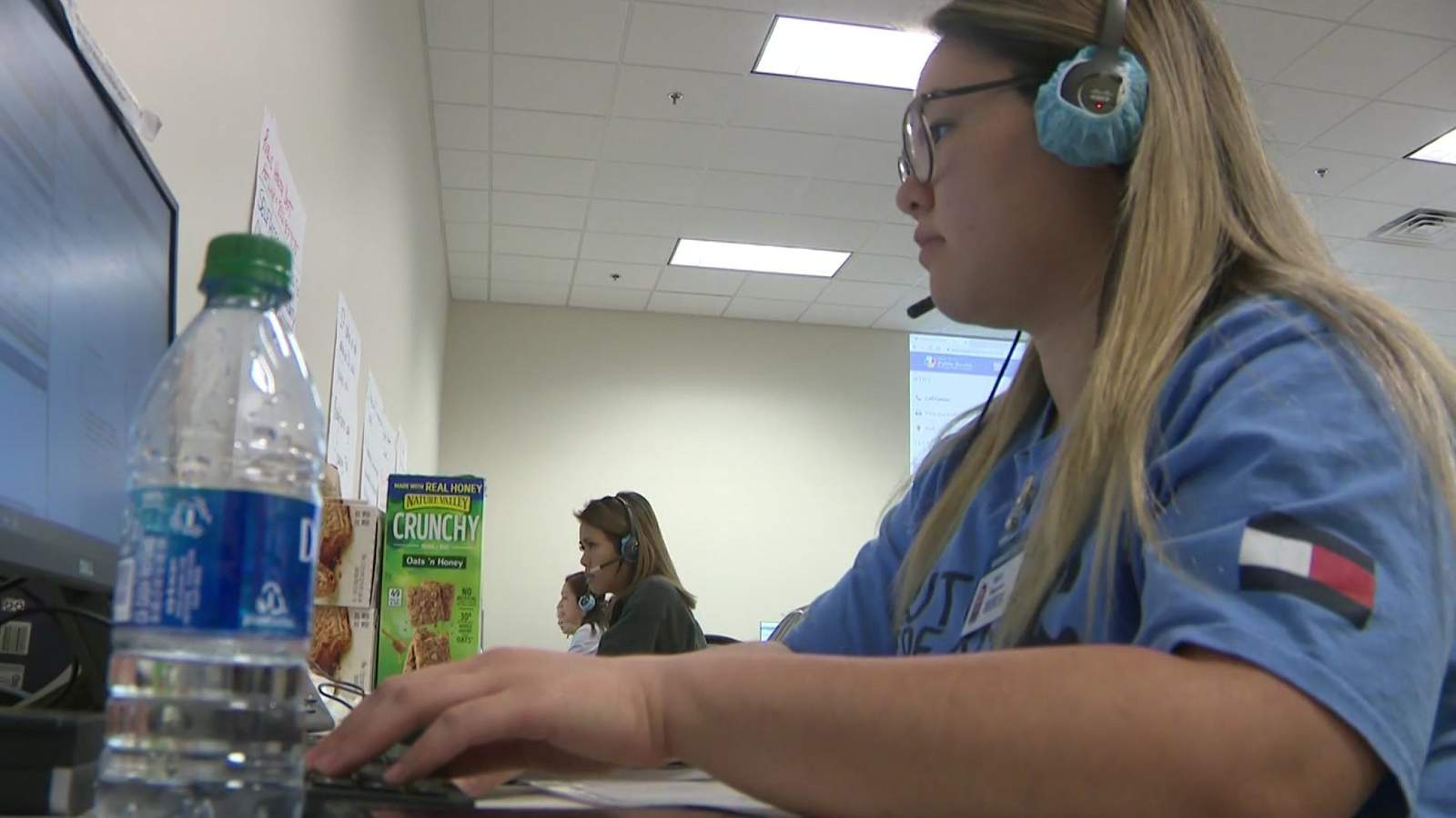 Harris County Judge Lina Hidalgo provides tour inside call center responsible for health pre-screenings