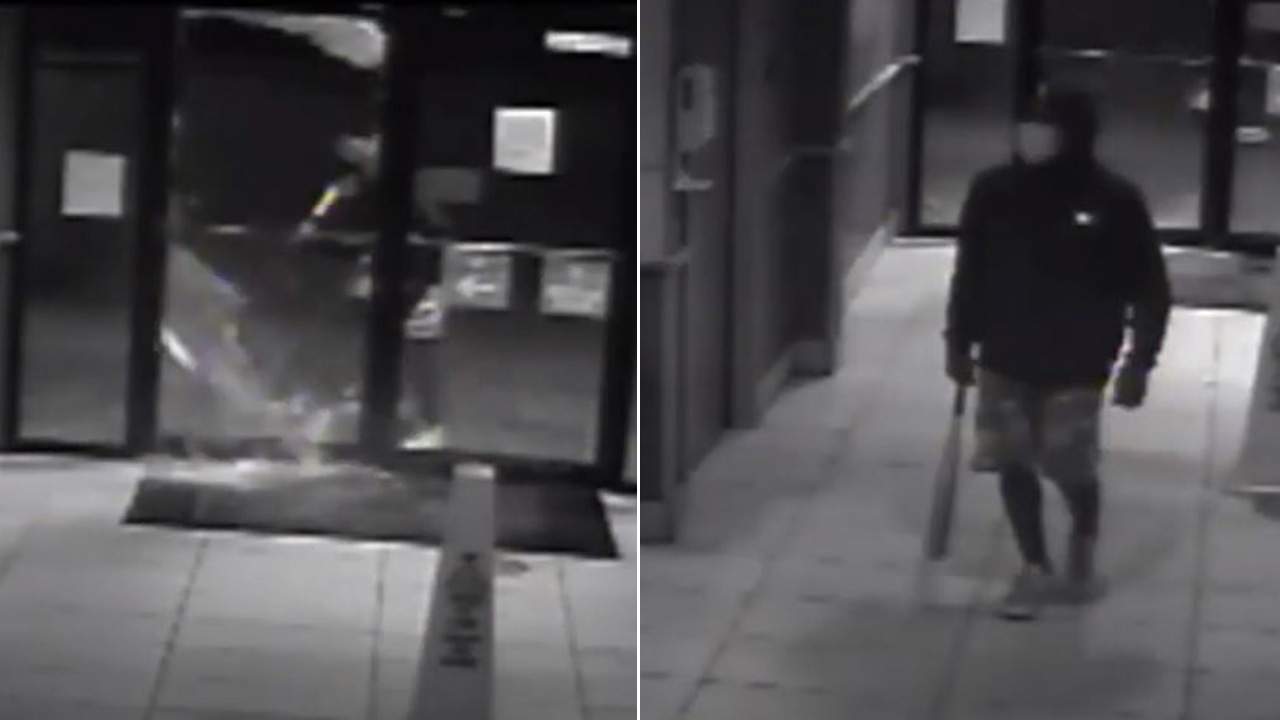 VIDEO: Bat-wielding robber smashes glass door at Burger King