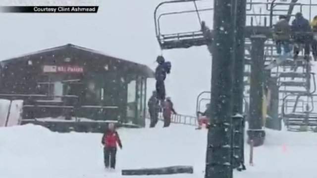 Video Child Gets Stuck Dangling From Ski Lift