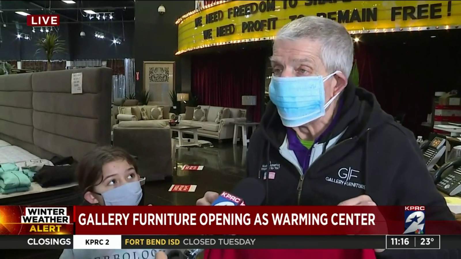 Gallery Furniture opens 2 locations as warming shelters