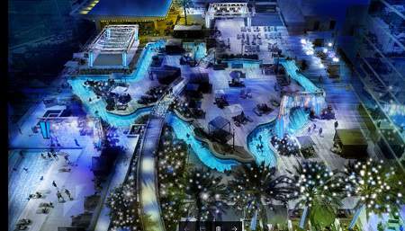 Float through a holiday light show on a Texas-shaped lazy river in downtown Houston