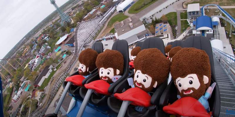 ‘Let’s get crazy’: Video shows 20 Bob Ross plush dolls testing out roller coaster