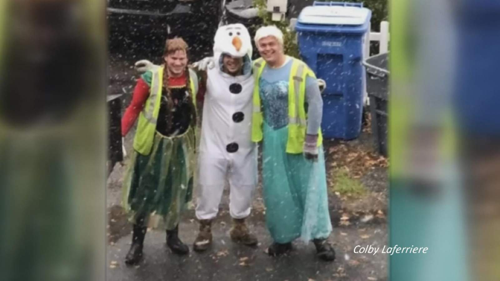 What the Elsa? Sanitation workers dress up as ‘Frozen’ characters to delight neighborhood kids