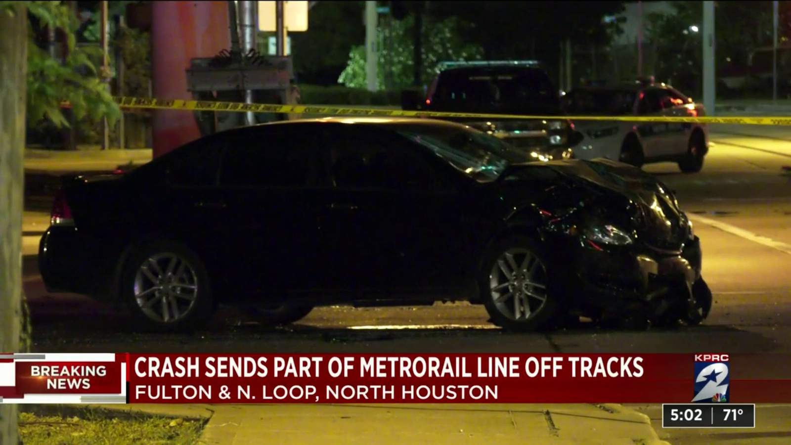 Crash sends part of METRORail line off tracks in N. Houston, police say
