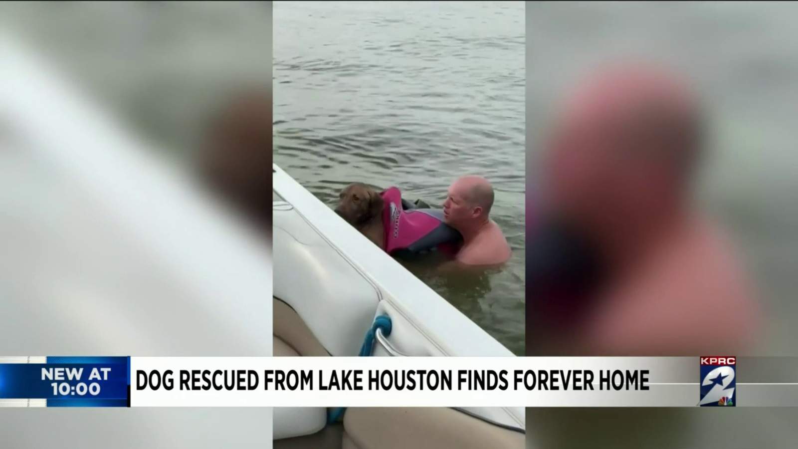Humble family saves dog paddling alone in Lake Houston in dramatic rescue caught on camera