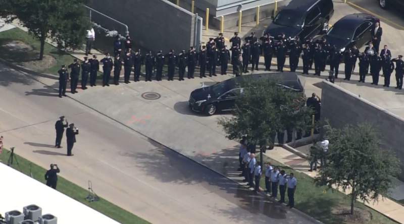 Houston Police Department escorts body of Senior Police Officer William ‘Bill’ Jeffrey