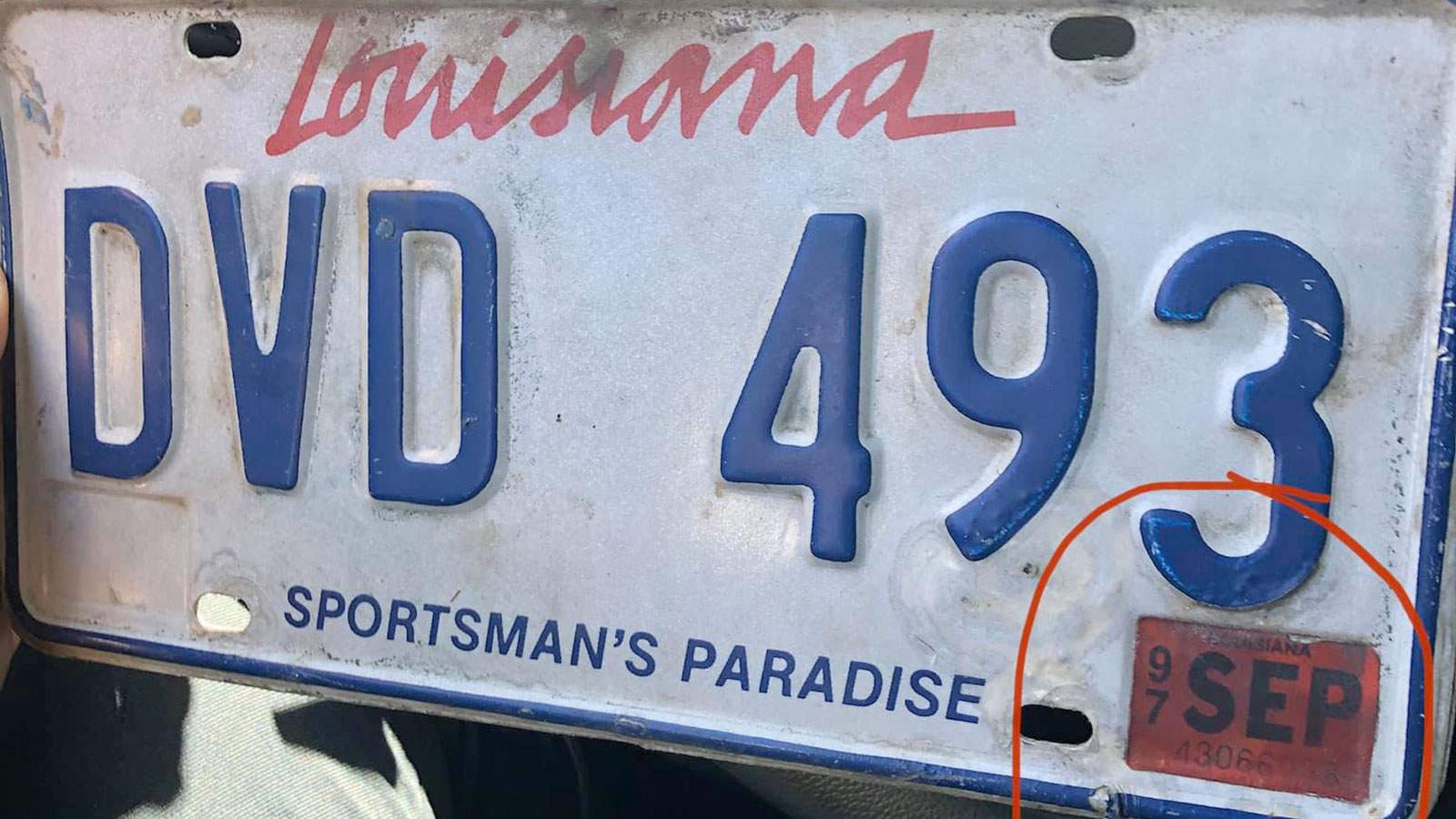 A driver with expired 1997 license plate tags tells police he’s been busy