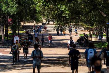 Texas State University welcomed students back in person Monday. Campus was a ghost town.