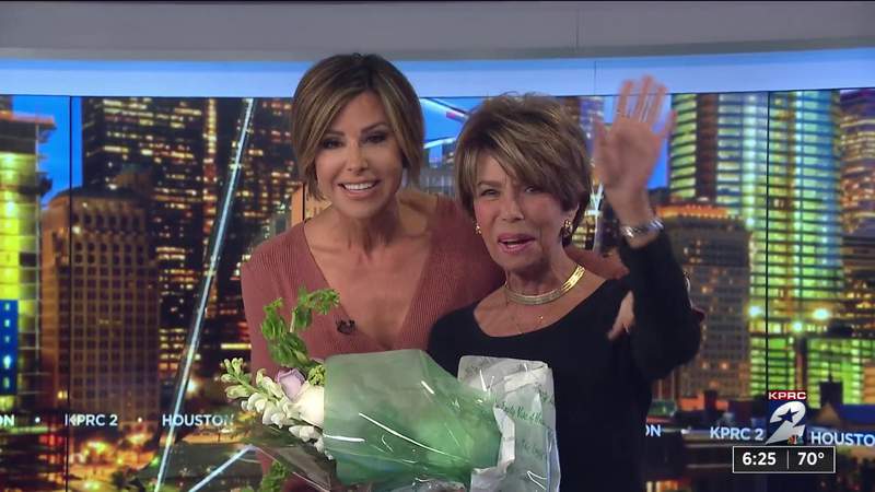 A sweet surprise: Dominique Sachse’s mom joins her for champagne toast during her final newscast on KPRC 2