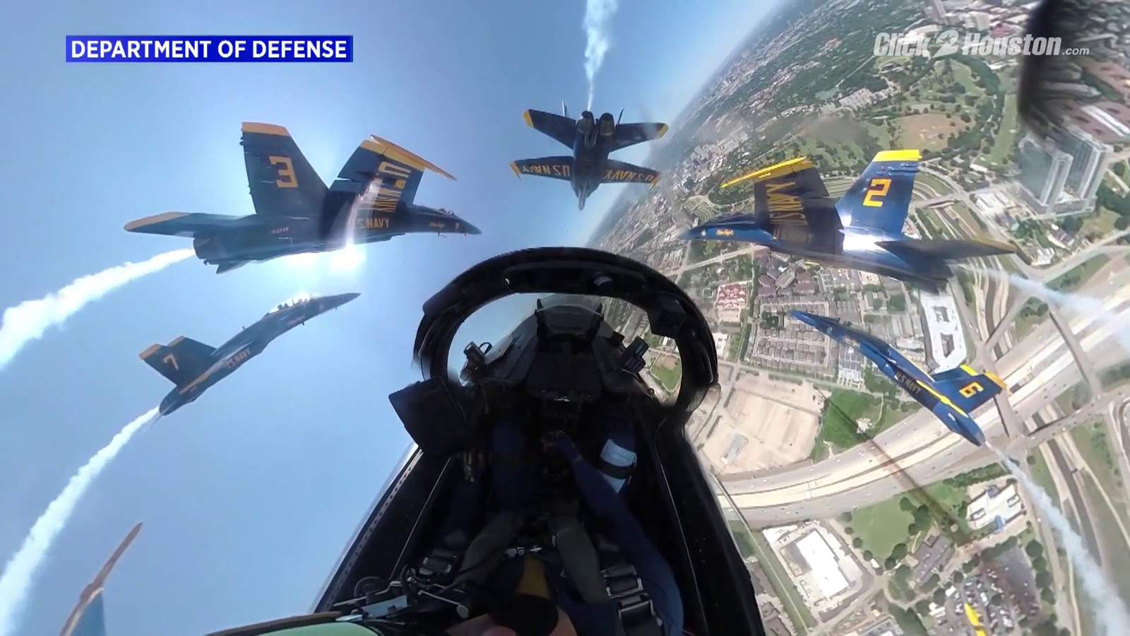 UNREAL! This video shows the view from inside one of the Blue Angels’ jets flying over Houston