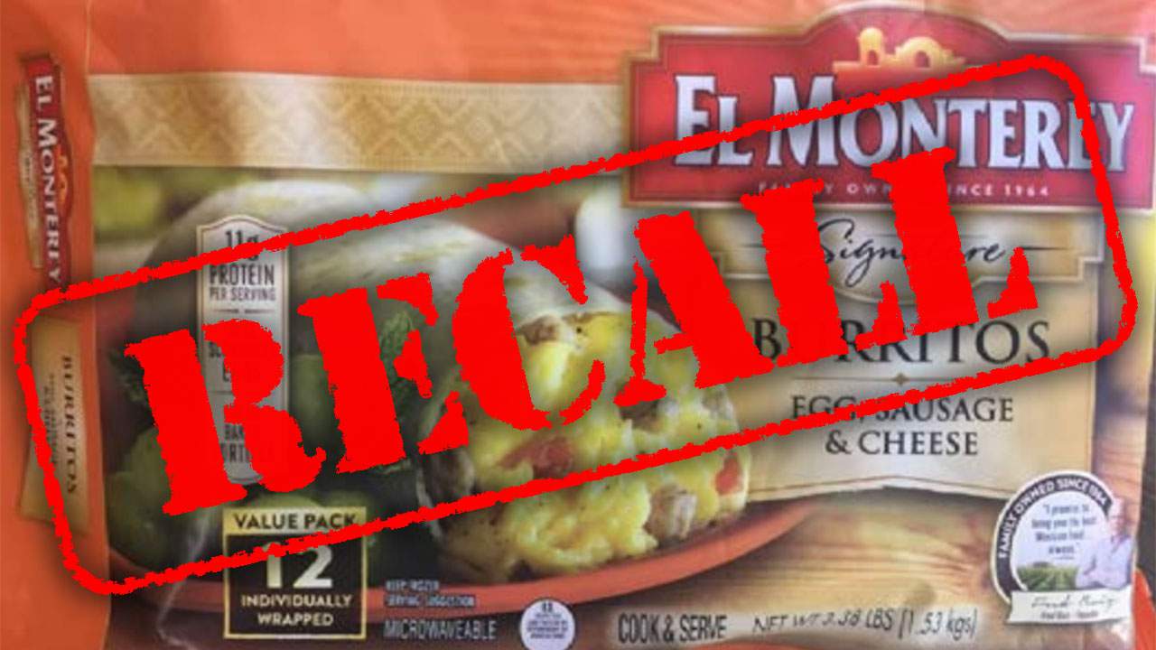 55,000 pounds of frozen breakfast burritos being recalled