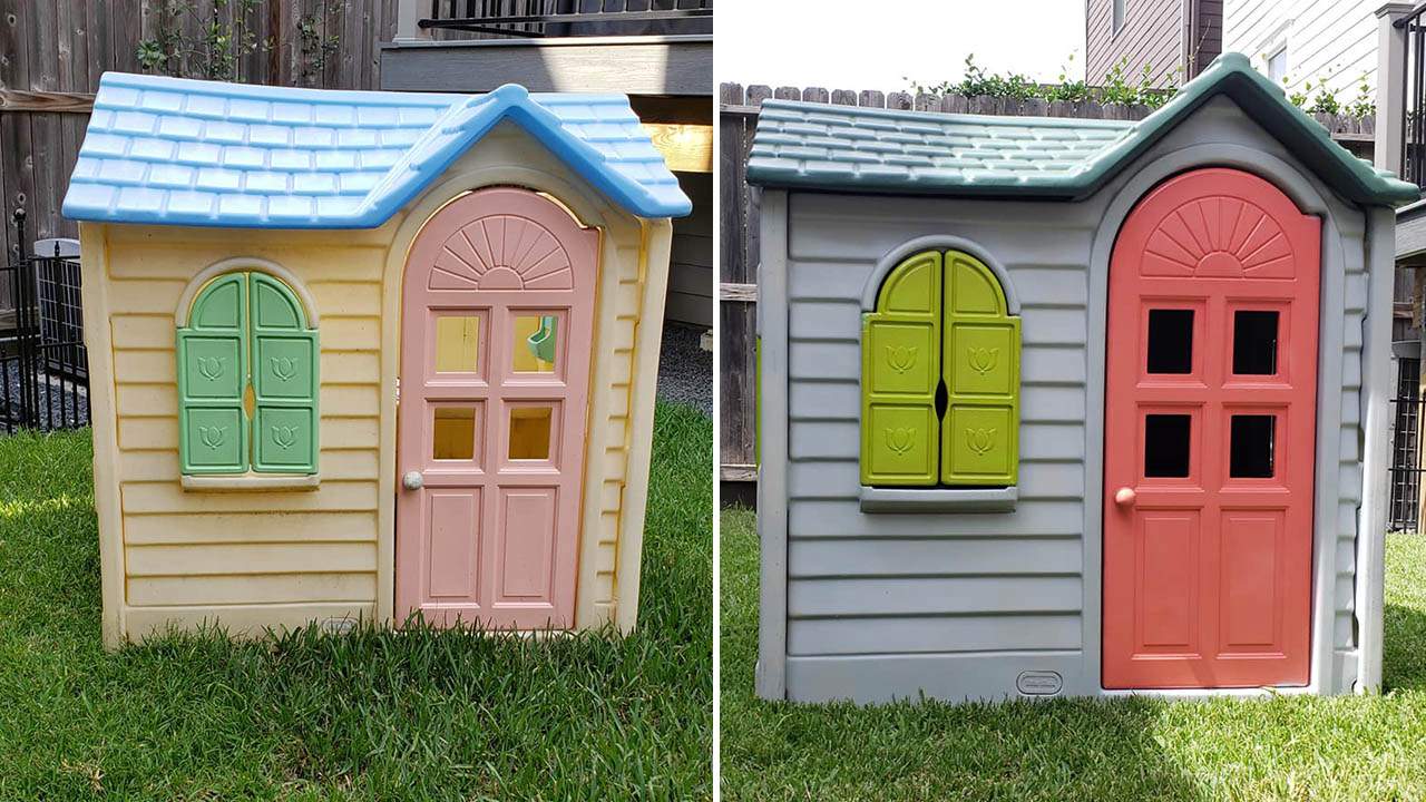 WHOA -- spray paint did that? This is the DIY project of your plastic childhood dreams