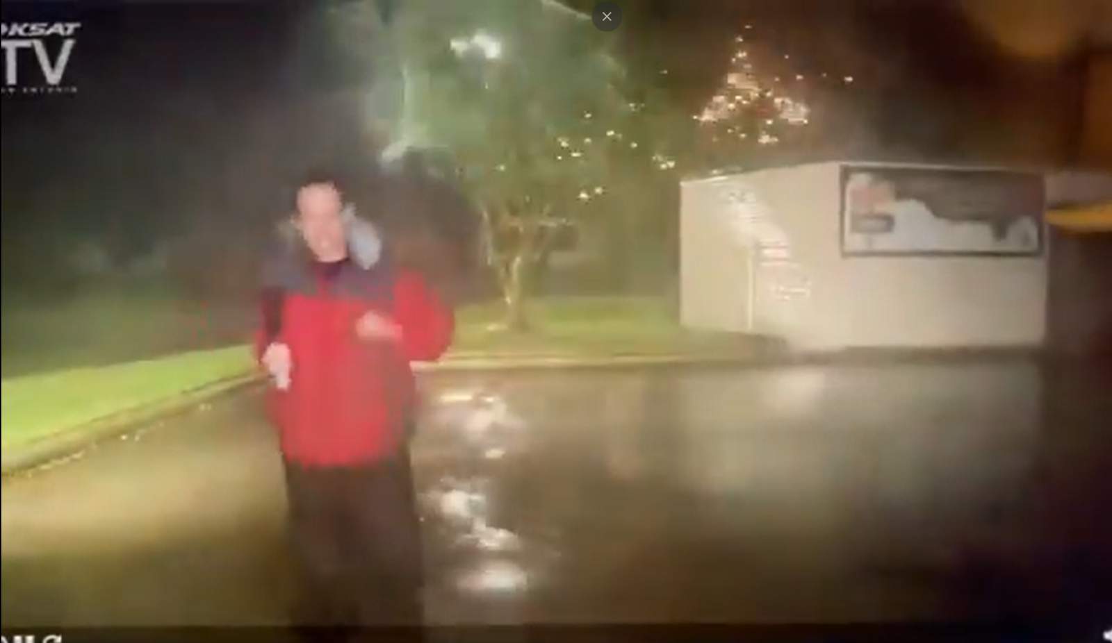 Insane video shows San Antonio meteorologist nearly struck by a flash of electricity