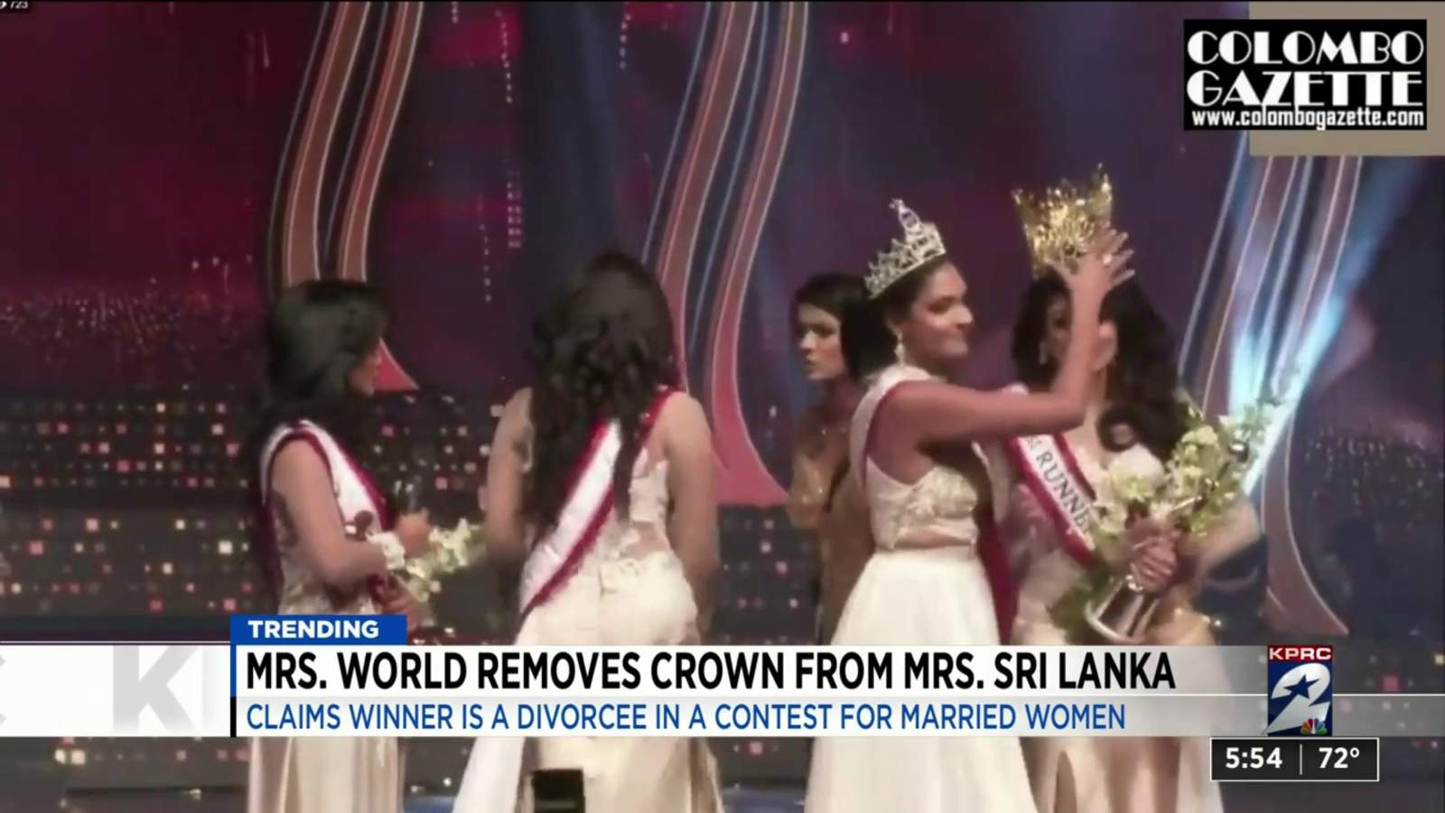 Mrs. World removes crown from Mrs. Sri Lanka after falsely claiming her ineligibility as a divorcee