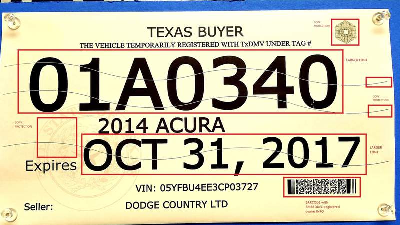 Ask 2: How can you determine if someone’s temporary paper license plate is valid?