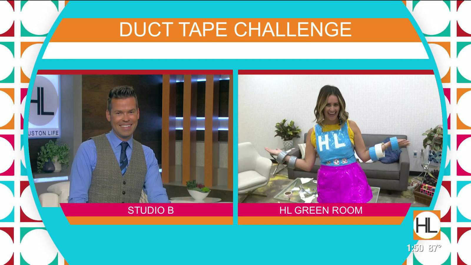 Watch Lauren Kelly try to make a dress out of duct tape