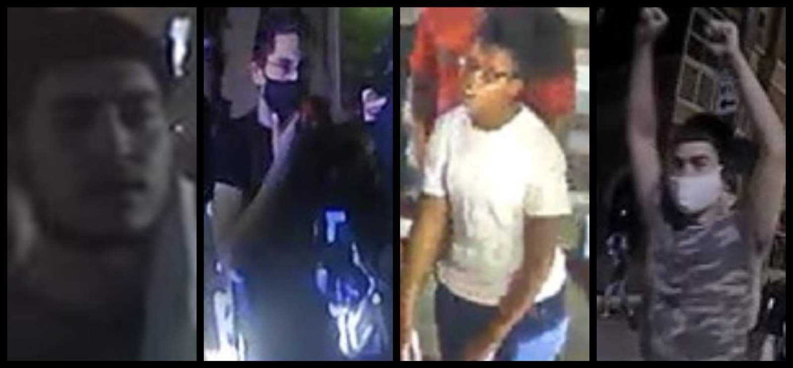 Houston police are searching for multiple suspects seen assaulting an officer during police brutality protests on May 29