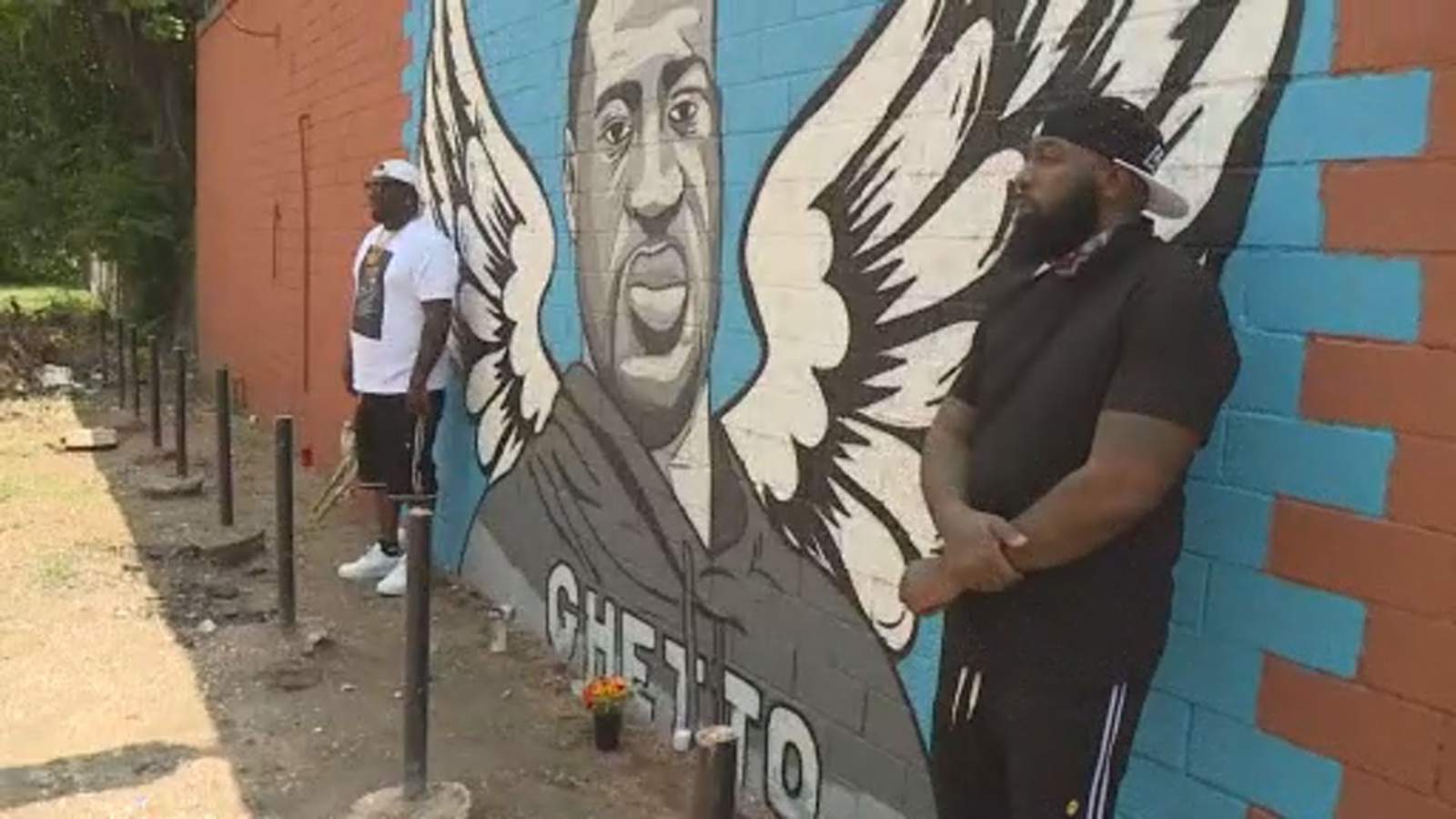 Murals painted to honor Houston native George Floyd in Third Ward