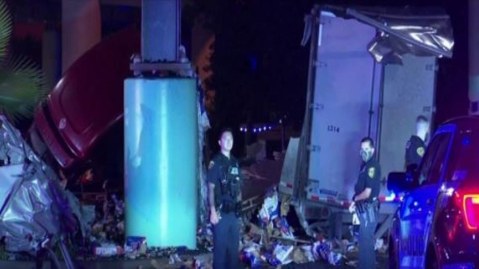 Intoxicated wrong-way driver causes 18-wheeler to fall onto Downtown Aquarium parking lot, police say