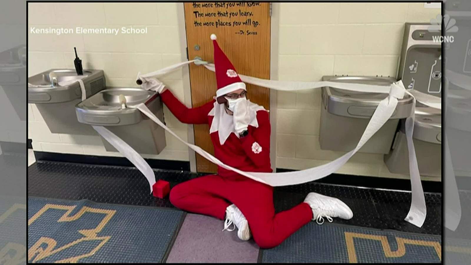Elementary school principal transforms into mischievous elf to lift students’ spirits
