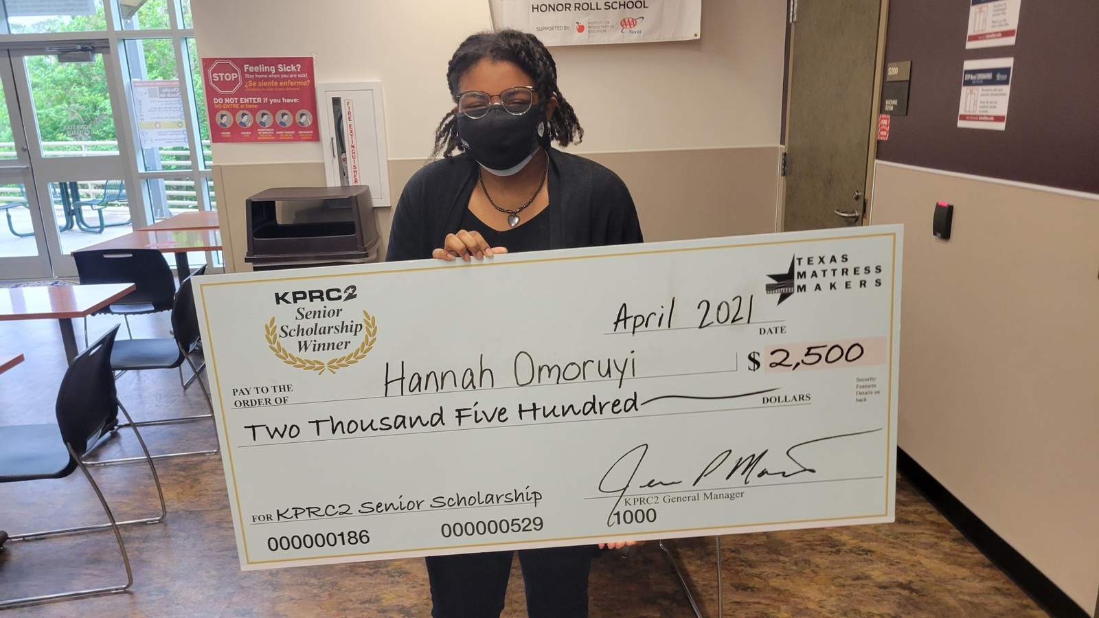 KPRC 2 Senior Scholarship: Meet Hannah Omoruyi, the senior who wants to one day help develop medications for different mental illnesses