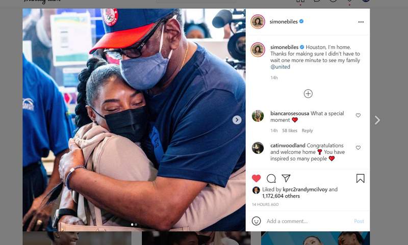 ‘Houston, I’m home:’ Simone Biles returns to Houston, speaks about homecoming on social media after unprecedented Olympic journey