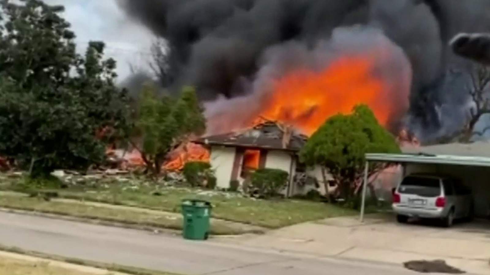 WATCH: Massive fire caused by explosion engulfs home, damages multiple others