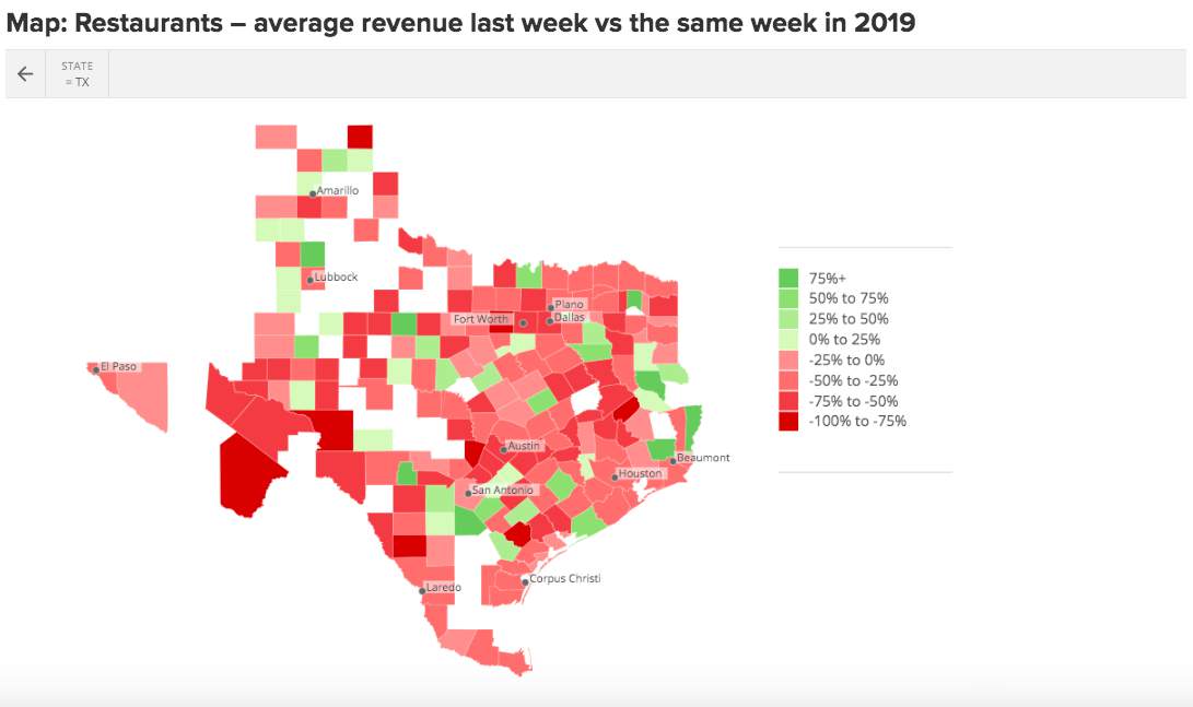 This Map Shows How Much Money Texas Restaurants Have Lost Because