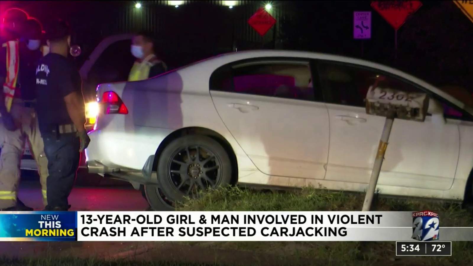 13-year-old girl and man involved in violent crash after suspected carjacking, police say