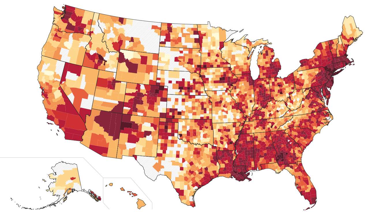 Map: Track coronavirus infection rates per capita, county-by-county