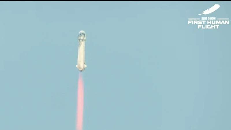 Amazon founder Jeff Bezos rides Blue Origin’s New Shepard rocket on company Blue Origin’s 1st flight with people